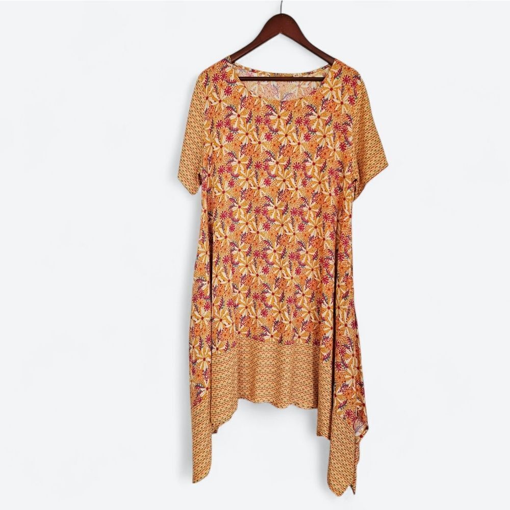 NWT Windhorse Himalayan Artwear Hand Crafted 100% Cotton Asymmetric Dress L/XL